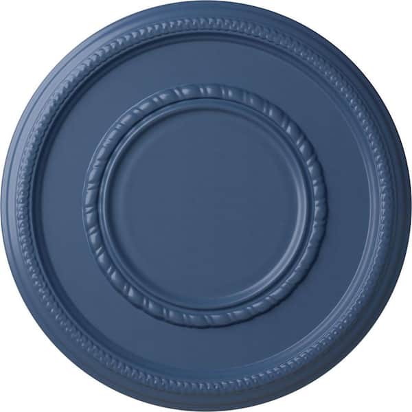 Ekena Millwork 1-1/8" x 17-3/8" x 17-3/8" Polyurethane Federal Roped Large Ceiling Medallion, Hand-Painted Americana