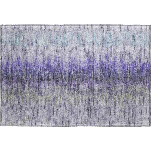 Mayfield Premium Machine Washable Abstract AMF2319 Purple 2 ft. x 3 ft. Accent Rug