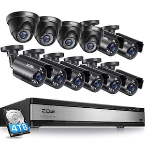 16-Channel 5Mp-Lite 4TB DVR Security Camera System with 8 Wired Bullet Cameras and 4-Wired Dome Cameras