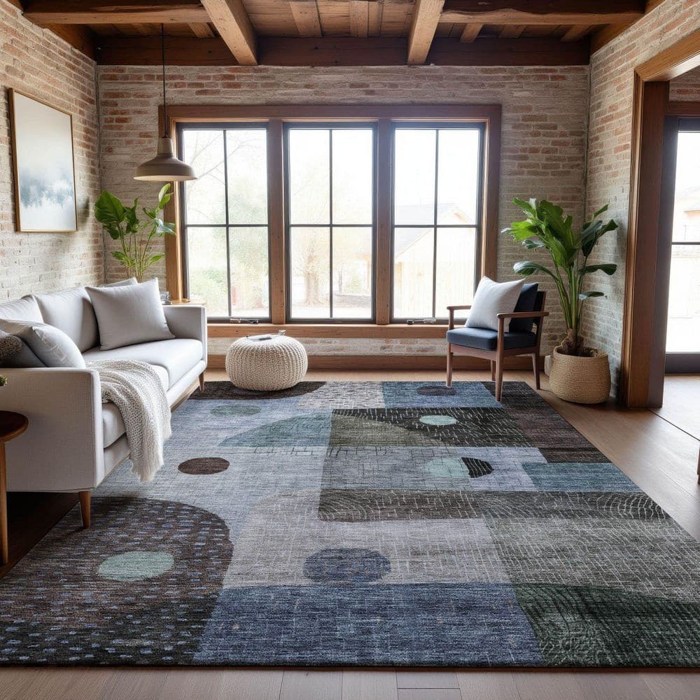 Mayfield Premium Machine Washable Abstract AMF1117 Blue 8 ft. x 10 ft. Area Rug price history on PriceWatchPro
