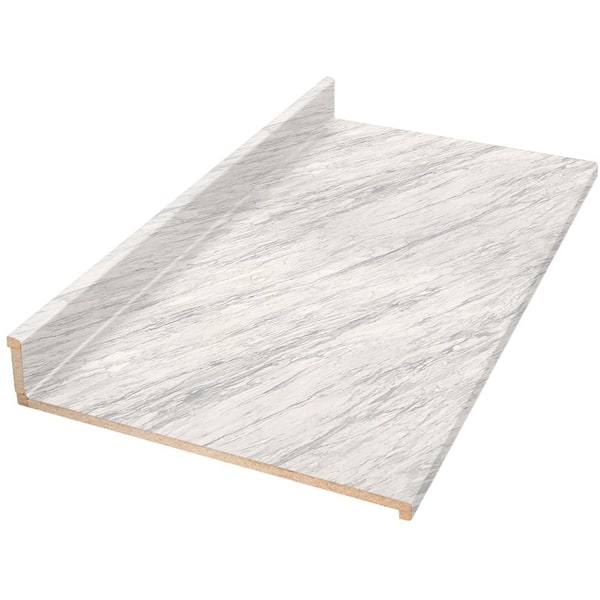 4 ft. Straight Laminate Countertop in Matte Manhattan Marble with Eased Edge and Integrated Backsplash