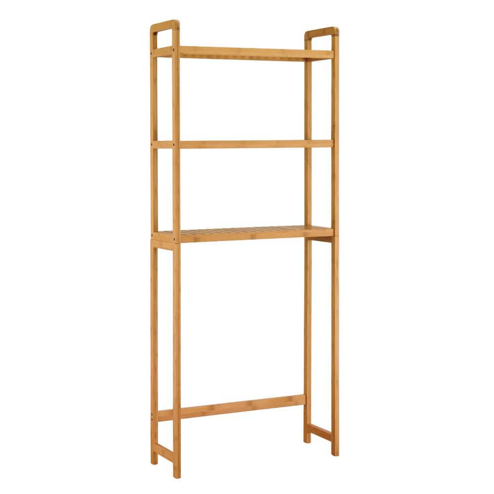 Hommoo Over The Toilet Storage Cabinet Rack, Bamboo Bathroom Space Saver Laundry Room Corner Stand, Organizer Shelf for Restroom, Natural, Size: 23.62