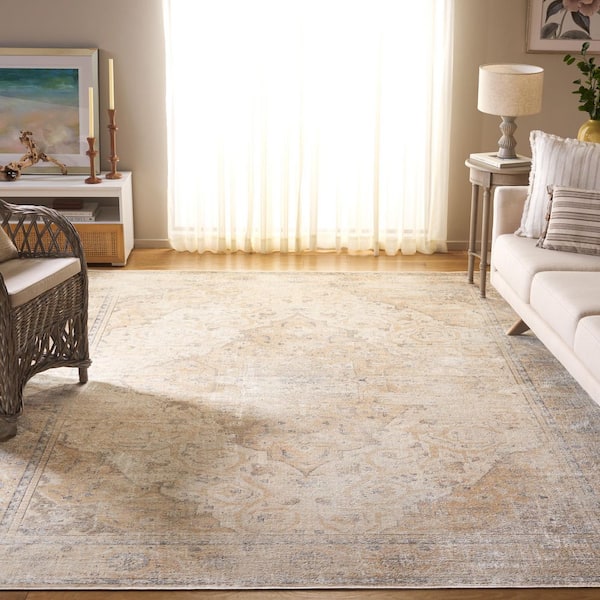 Atlas 8 ft. x 10 ft. Ivory/Beige Vintage Medallion Area Rug