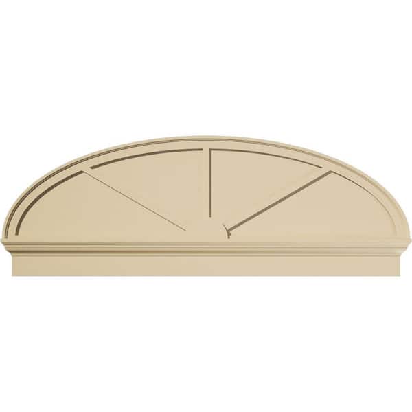 Ekena Millwork 62-in W x 22-3/8-in H x 2-3/4-in P Elliptical 3 Spoke Signature Urethane Combination Pediment, Primed Tan
