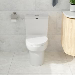 1-Piece 1.1/1.6 GPF High Efficiency Dual Flush Elongated Ceramic Toilet in Glossy White with Slow Close Seat