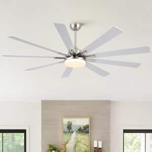 Seraphina 72 in. Indoor Brushed Nickel Smart Ceiling Fan with LED Light and Remote by Tuya APP, Works with Alexa/Google