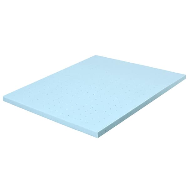 Costway Blue 4 in. Gel-Infused Memory Foam Mattress Topper Ventilated Bed Pad King