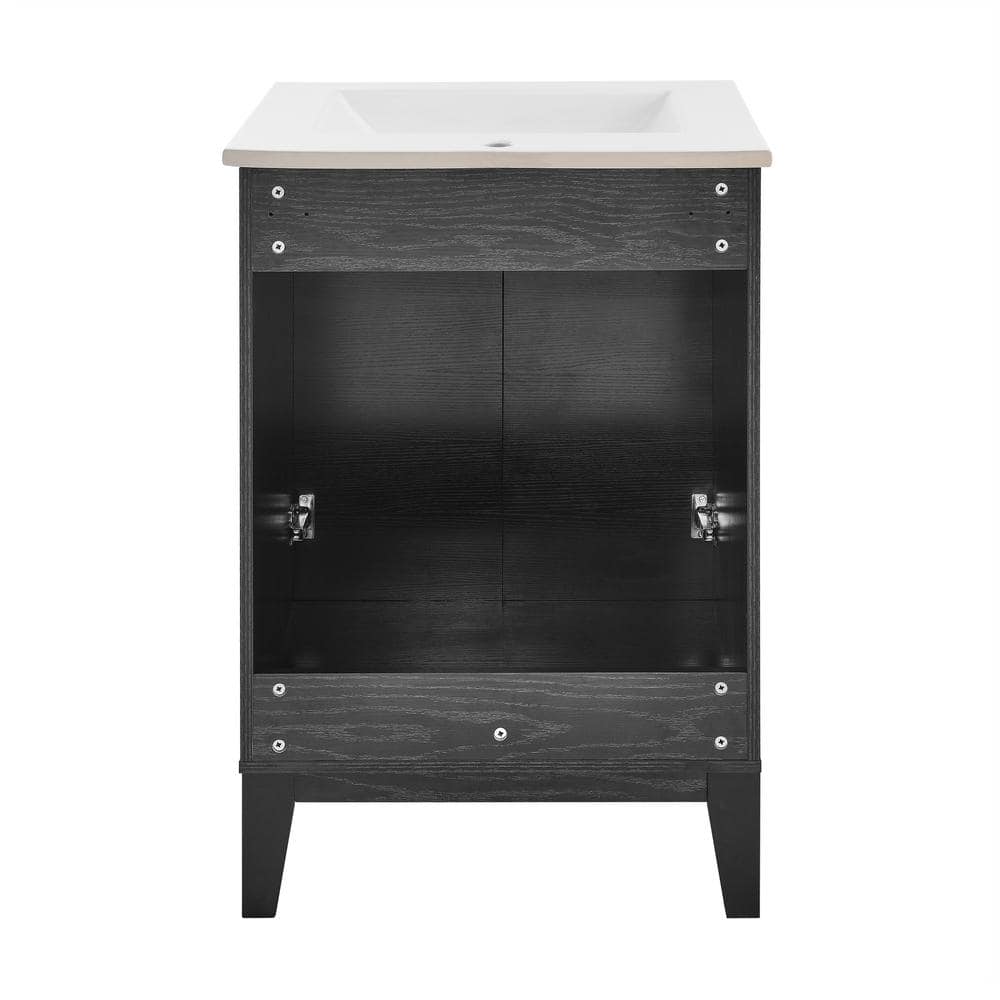 Black Freestanding 24" Single Bathroom Vanity with Raised Paneling