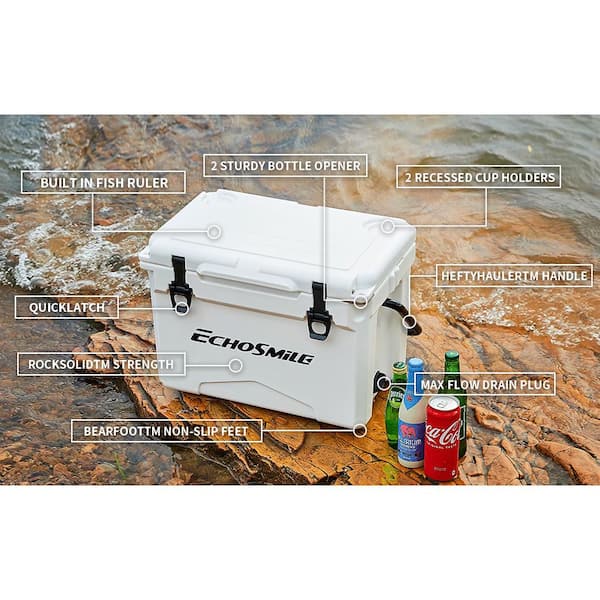 ITOPFOX 25 qt. Outdoor White Insulated Box, Chest Cooler with Stretch Lock  H2SA22OT496 - The Home Depot