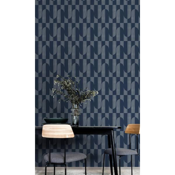 Walls Republic Blue Retro Funky Geometric Print Non-Woven Paper Non-Pasted Textured Wallpaper 57 sq. ft.
