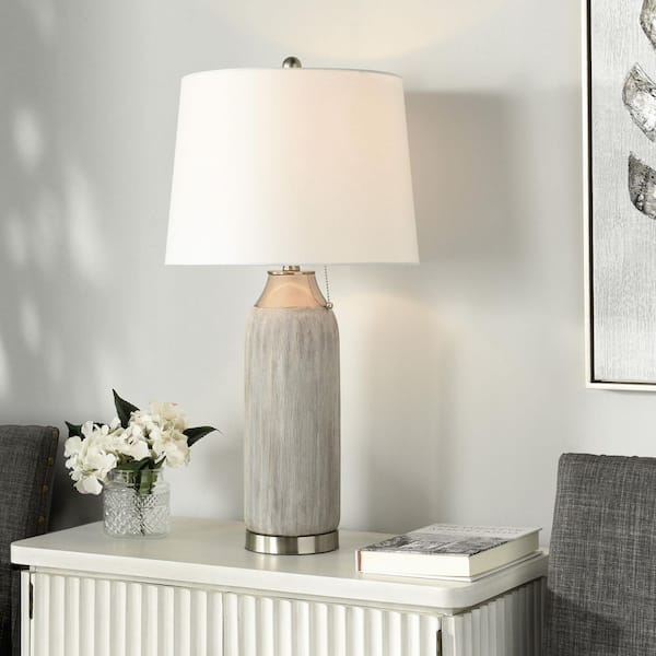 Living Room Silver Bedside Table Lamp StyleCraft Silver Modern Bedside Table Lamp For Living Room With  White Linen Shade KHL335195DS The Home Depot