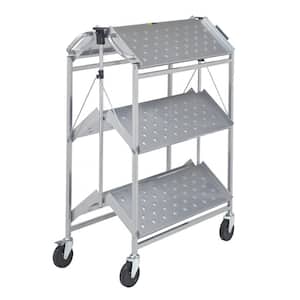 Folding Master Busing Cart, 3-Shelf Grey 550 lb. Cap with 5 in. Swivel Caster