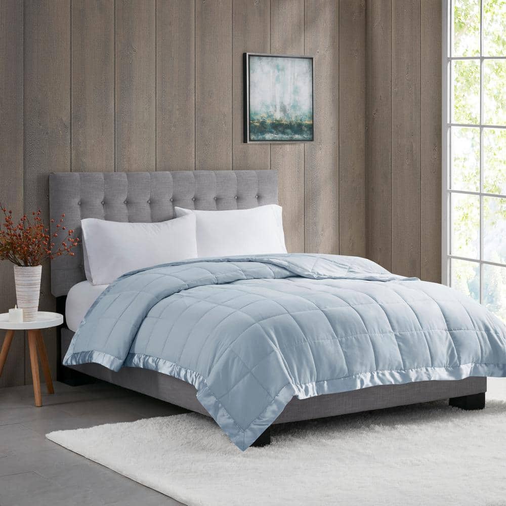King Blue Satin Trim Down Alternative Blanket