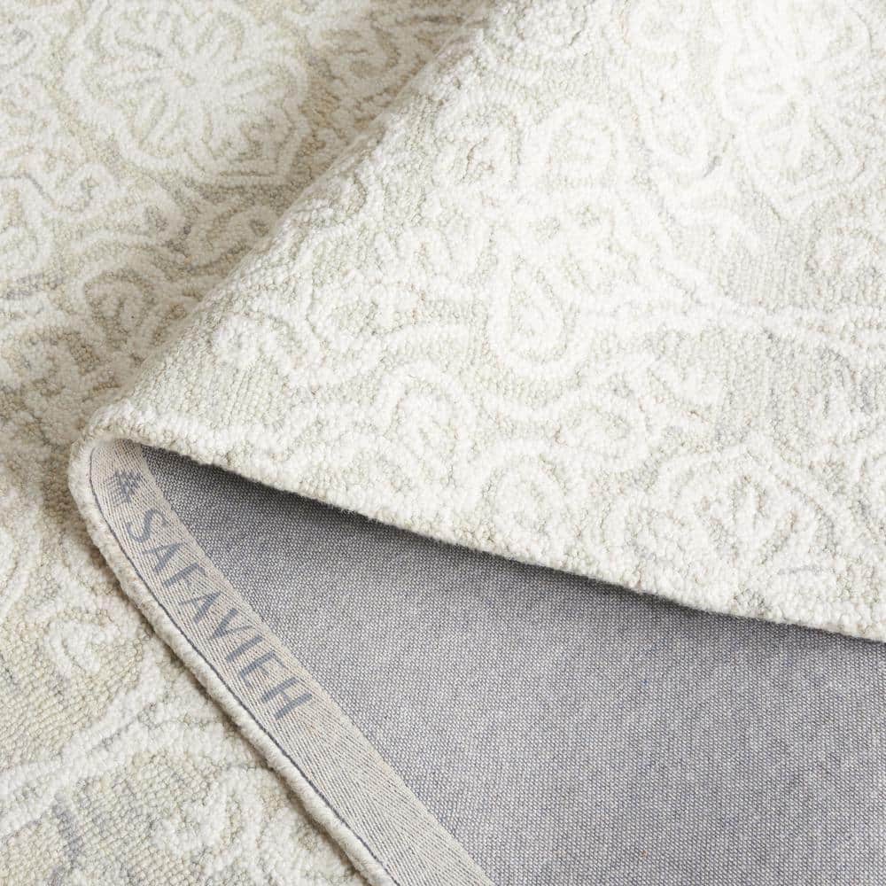 Ivory Floral Hand-Tufted Wool 8' x 10' Area Rug