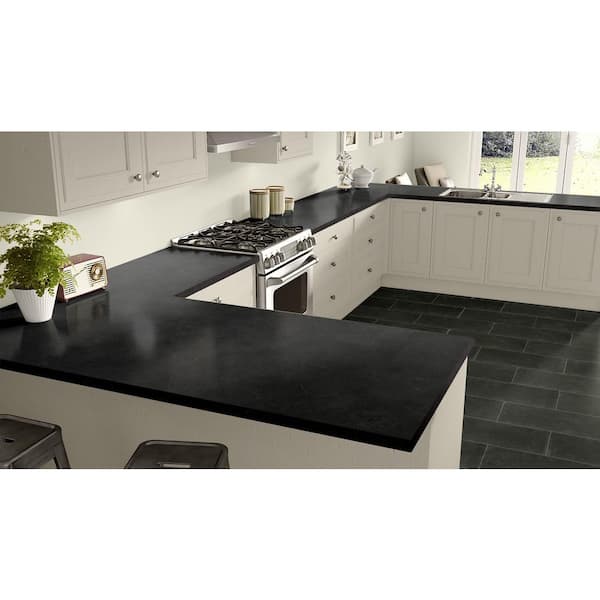 Wilsonart 2 in. x 3 in. Laminate Sheet Sample in Black Alicante with Premium Textured Gloss Finish