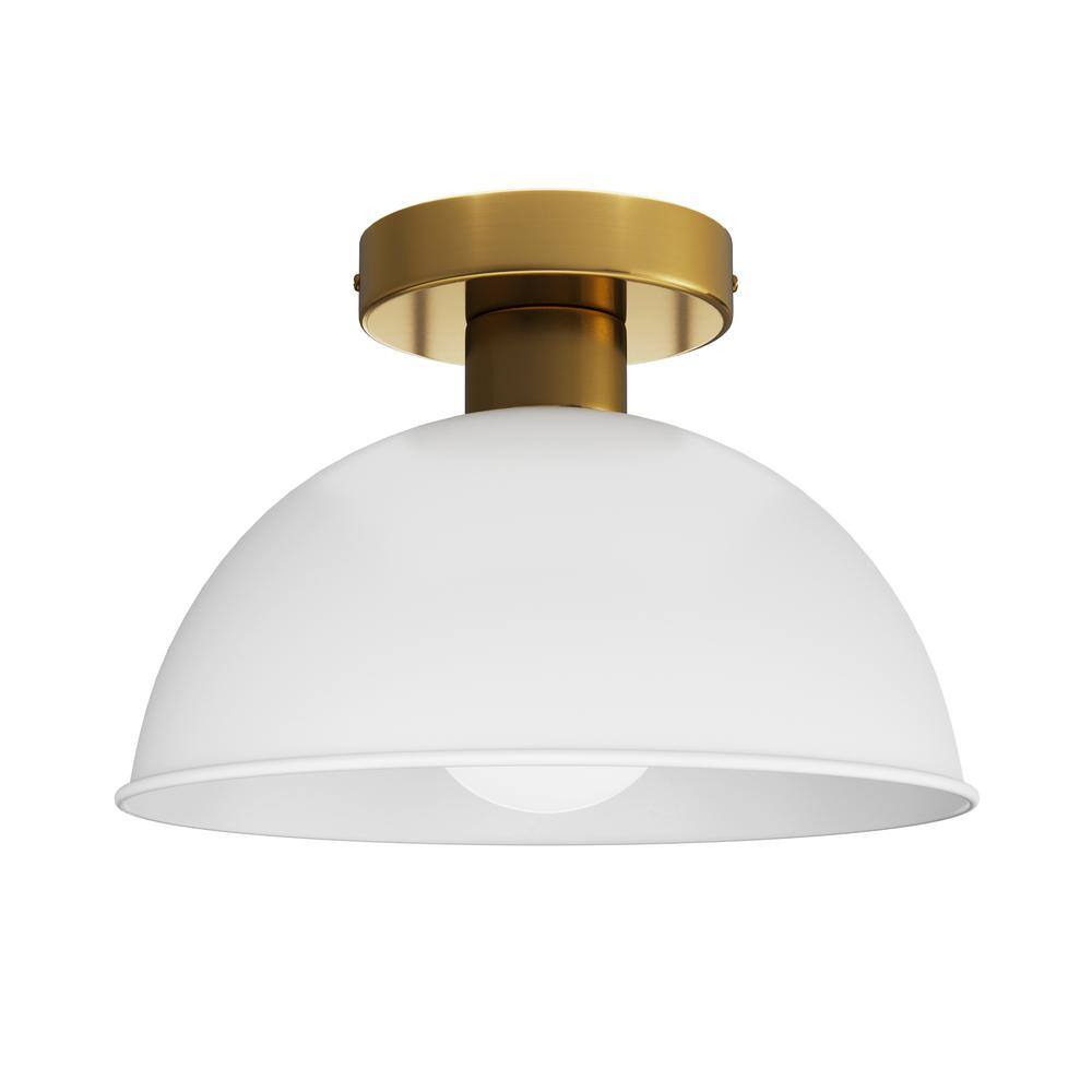 11.22 in. 1-Light White Farmhouse Semi-Flush Mount Industrial Close to Ceil