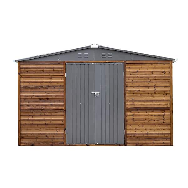 Siavonce 8-Slat Reddish Brown Wood Interlocking Deck Tile (Set of 10 -Tiles)