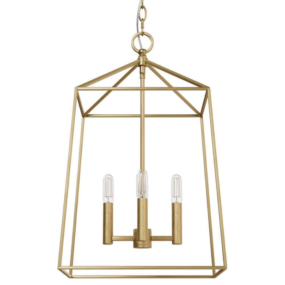 Hunter Fair Oaks 60Watt 4Light Luxe Gold Lantern Pendant Light, No Bulbs Included 13096 The