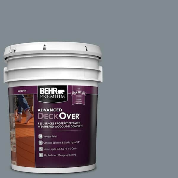 BEHR Premium Advanced DeckOver 5 gal. #SC-119 Colony Blue Smooth Solid Color Exterior Wood and Concrete Coating
