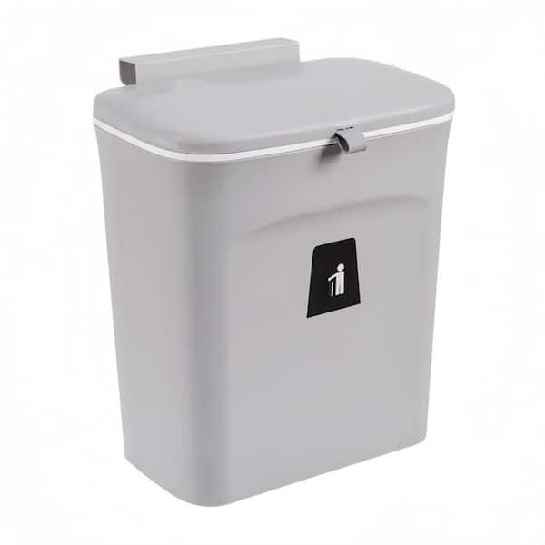 2.4 gal. Hanging Small Compost Bin Trash Can with Lid for Bathroom Office Kitchen Counter Top or under Sink, Gray