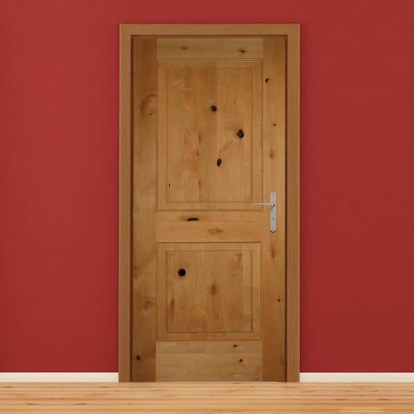 6'8 Height Knotty Alder 2 Panel Square Raised Solid Core Interior Wood Doors