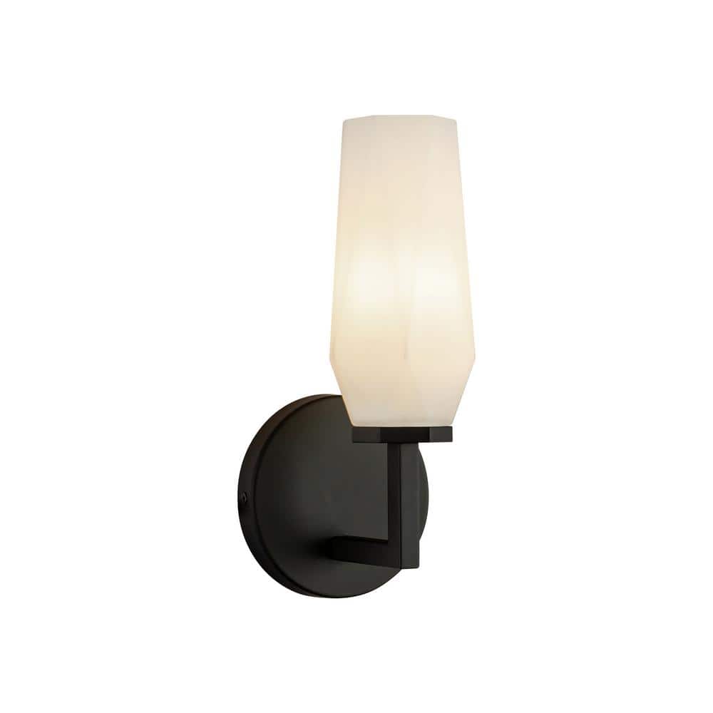 Krysta Matte Black and Opal Glass 2-Light Vanity Light
