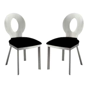 Connel Silver and Black Microfiber Padded Side Chair (Set of 2)