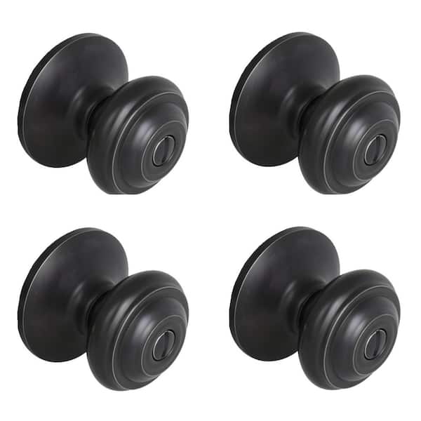 Defiant Madrid Matte Black Bed and Bath Door Knob (4Pack