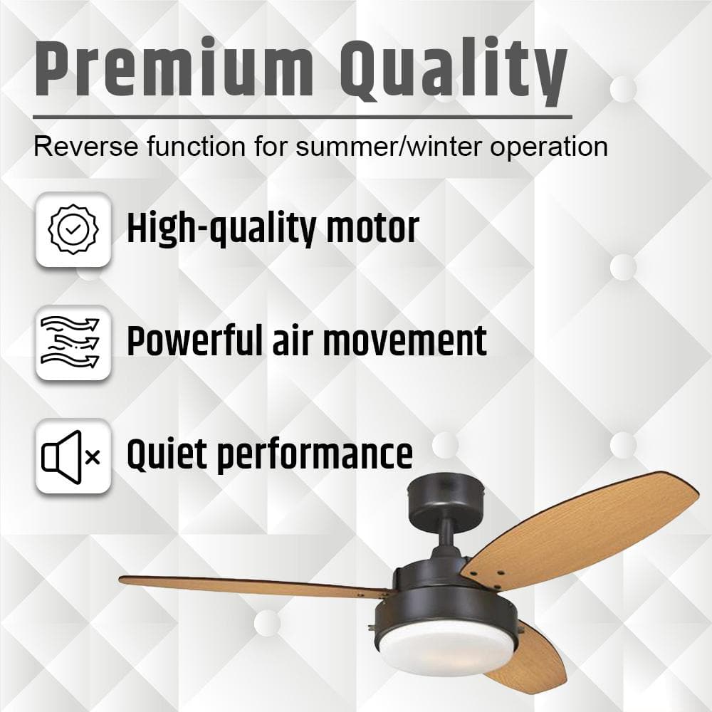 42" Oil Rubbed Bronze Ceiling Fan with Light Brown Blades