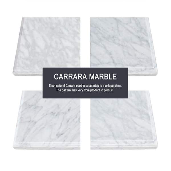 Windlowe 37 in. Single Sink White Bath Vanity with White Carrara Marble Top (Assembled)
