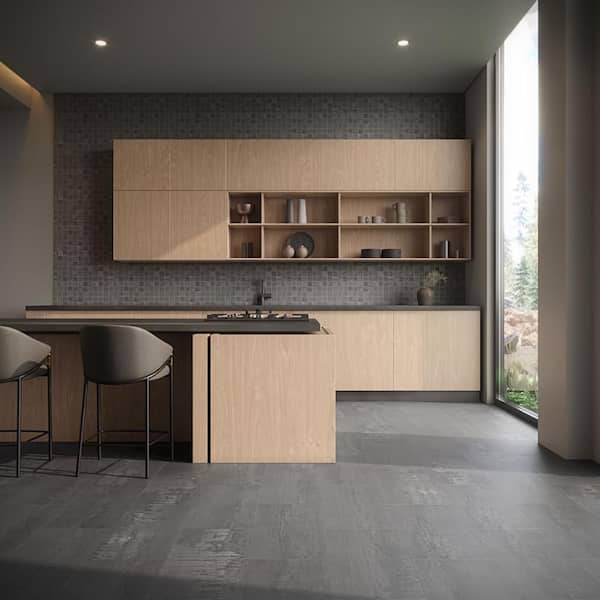 Angela Harris Metallic LVT Steel 11.9 in. x 23.9 in. x 28 MIL Loose Lay Matte Luxury Vinyl Floor Tile (22 Sq. Ft./Case)