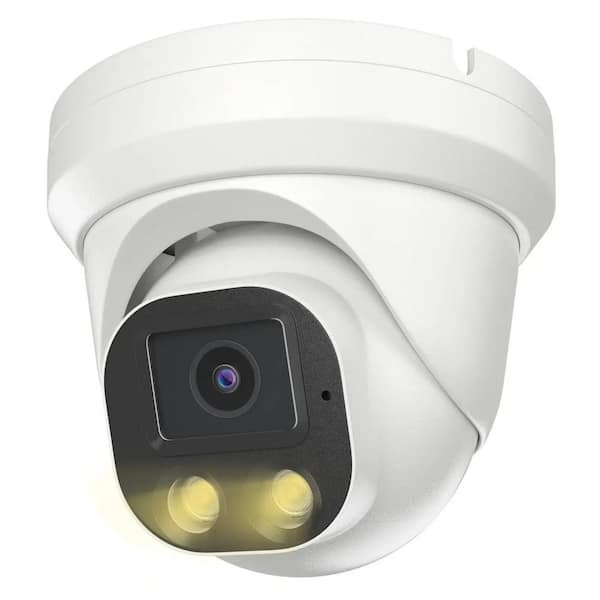 8MP POE Outdoor Smart Camera Plug-In Security Camera with Color Night Vision Bulit-in Mic, White