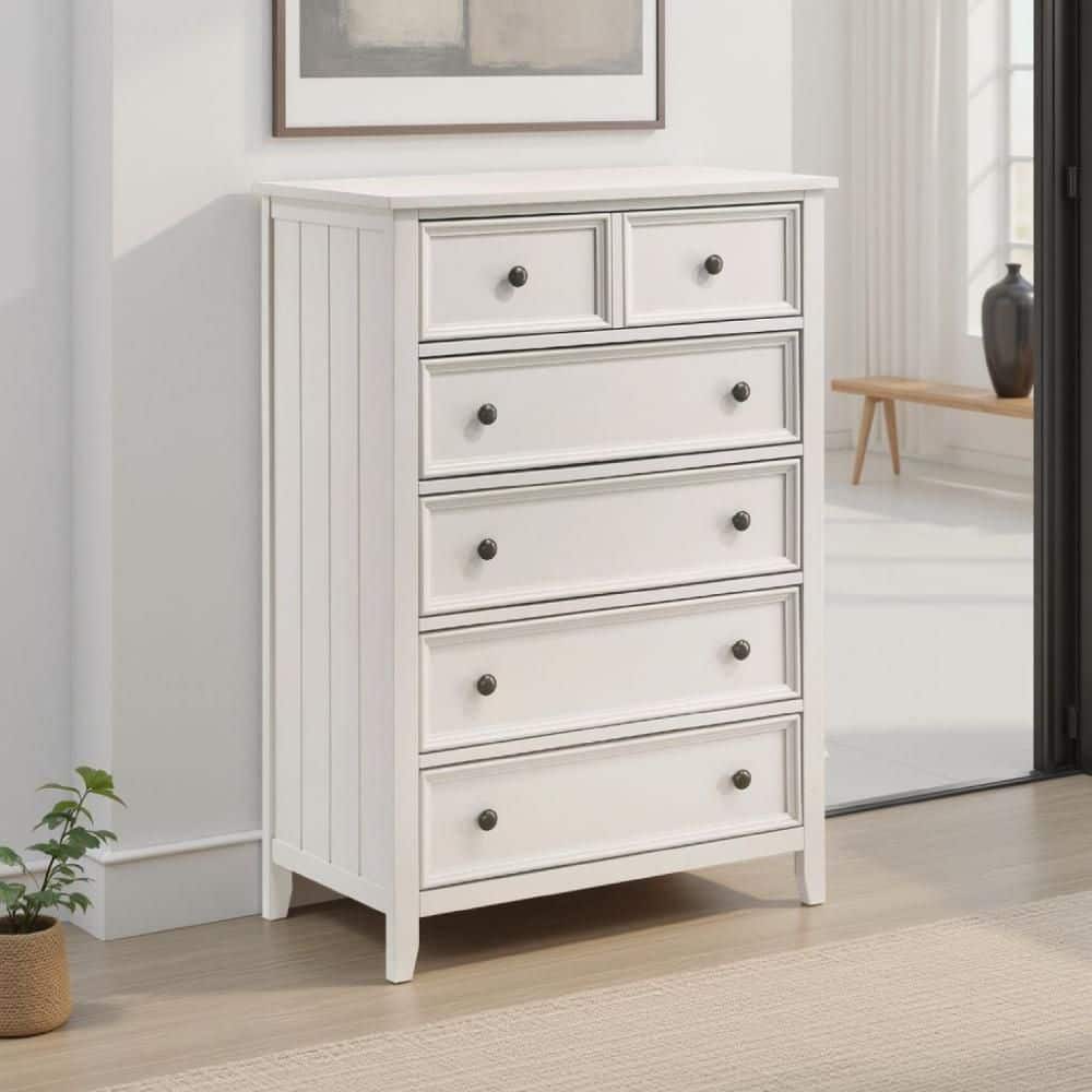 Drawer ホワイト ノースリーブベスト 36 Benjara White 6-Drawers 18 in. Wide Chest of Drawers BM336322