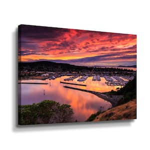 'Red sunset over harbor' by Shawn & Corinne severn Canvas Wall Art