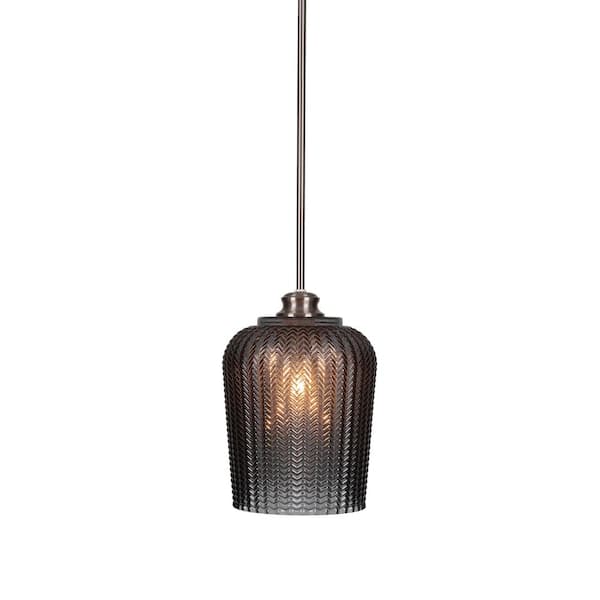Unbranded Memphis 60-Watt 1-Light Brushed Nickel Shaded Mini Pendant Light with Glass Shade