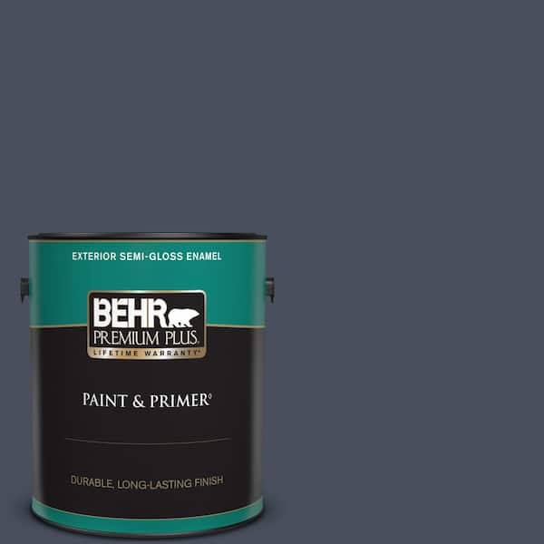 BEHR PREMIUM PLUS 1 gal. #S510-7 Dark Denim Semi-Gloss Enamel Exterior Paint & Primer