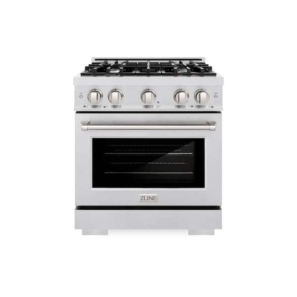ZLINE Kitchen and Bath 30 in. Select Dual Fuel Range with 4 Burner Gas Cooktop and Electric Convection Oven in Satin Stainless Steel