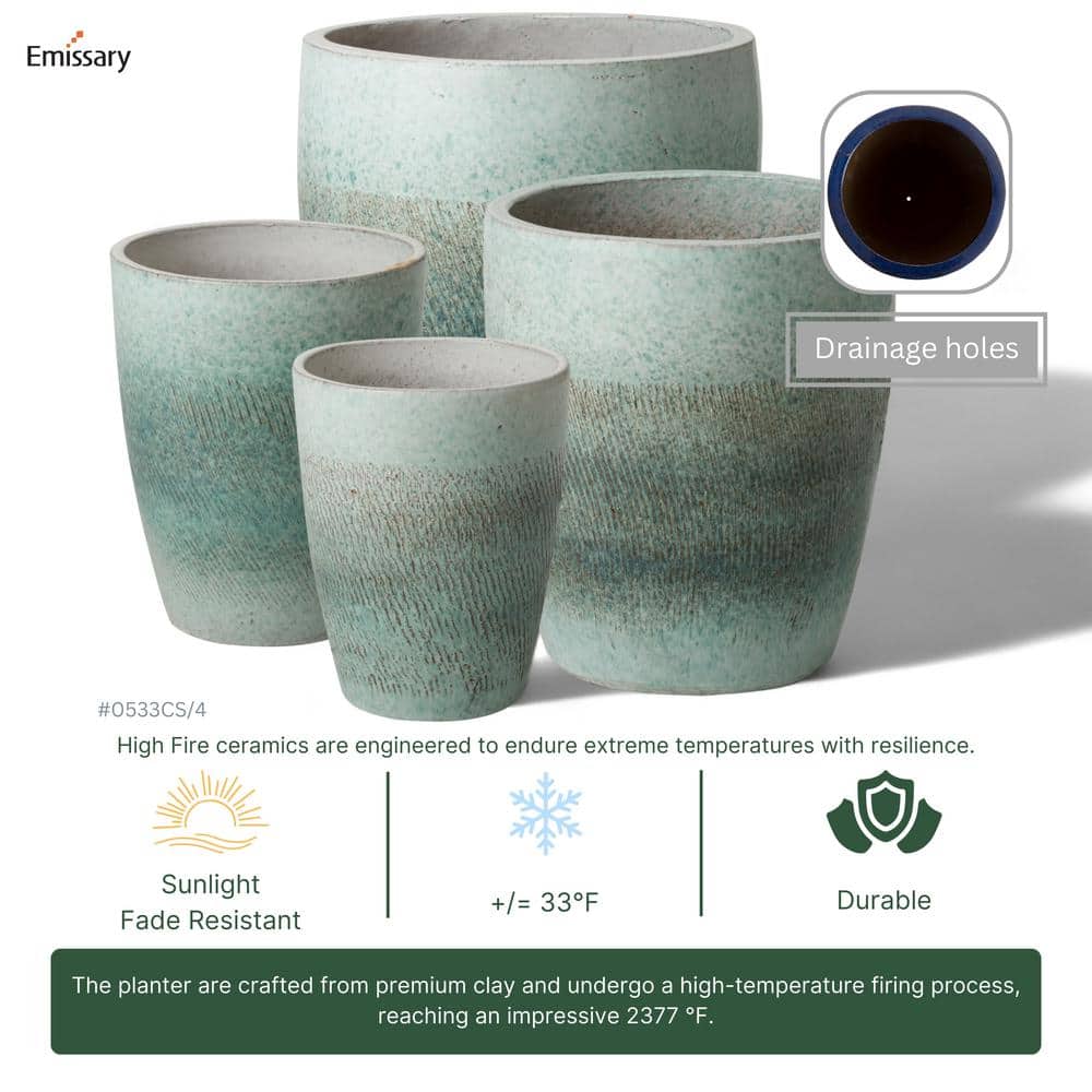 Emissary 12"H x 9.5"W Round Ceramic Outdoor Planter