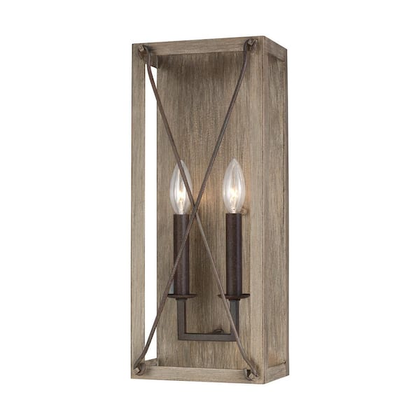 Generation Lighting Thornwood 4.5 in. 2-Light Washed Pine Sconce