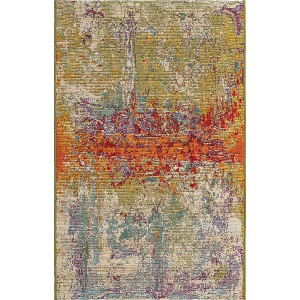 Unique Loom Multi 3 ft. 3 in. x 5 ft. 3 in. Outdoor Modern Crumpled