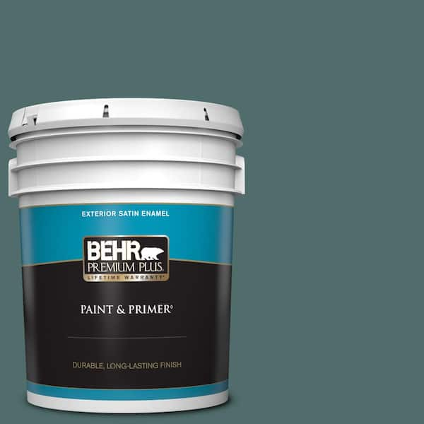 BEHR PREMIUM PLUS 5 gal. #PPU12-02 Sequoia Lake Satin Enamel Exterior Paint & Primer