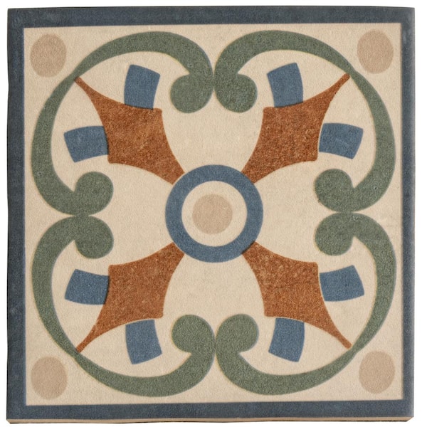 Terralis 6 in. x 6 in. Matte Terracotta Blue, Green Porcelain Square Wall and Floor Tile Sample