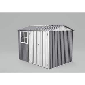 8.1 ft. W x 5.6 ft. D Gray Metal Tool Storage Shed with Window (48 sq. ft.)