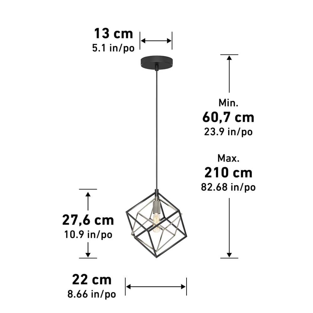 Imperium Black and Chrome Steel Mini Pendant Light Fixture