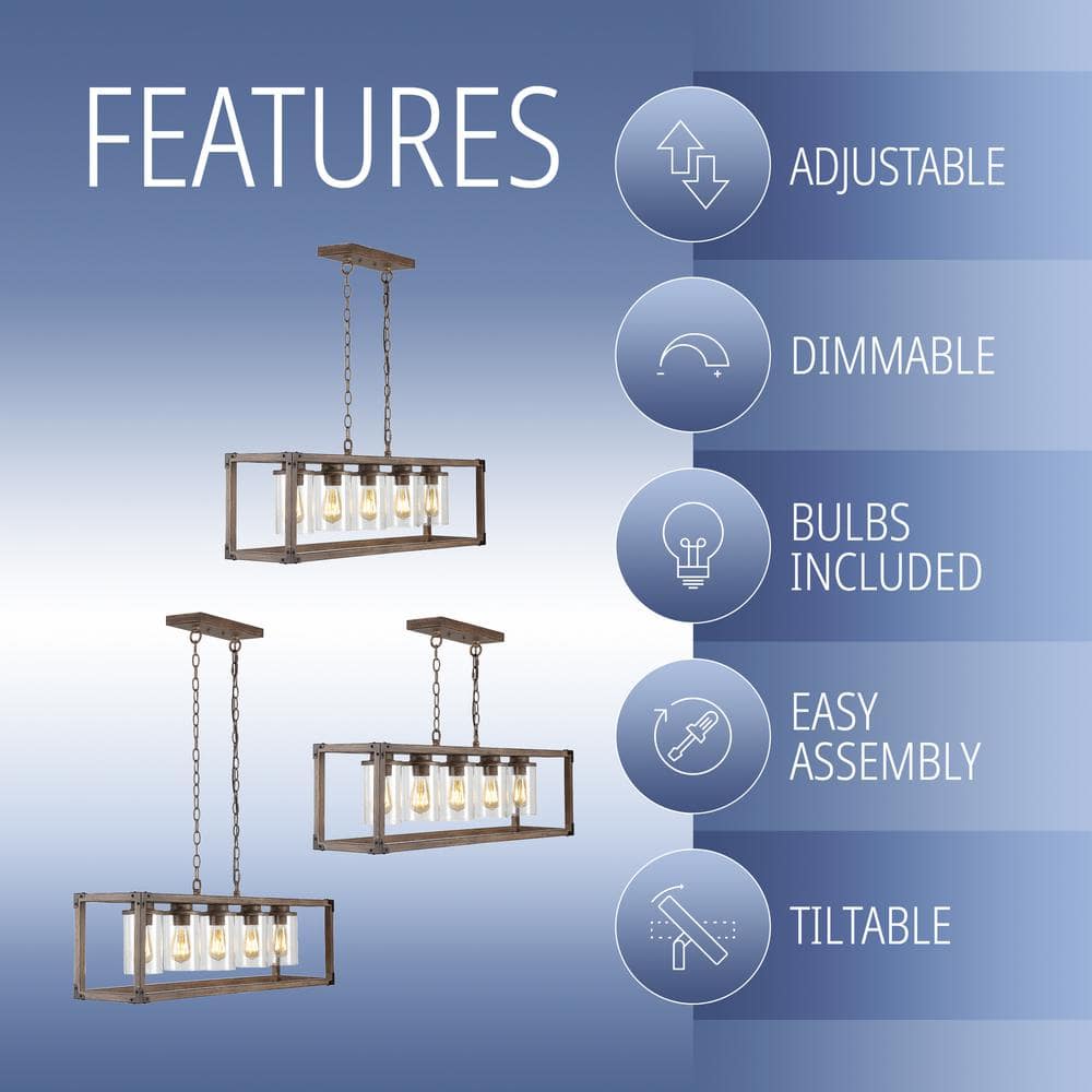 Zeniba 36" Rustic Farmhouse LED Pendant with Seeded Glass - Oil-rubbed Bronze