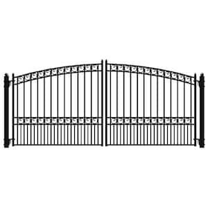 Paris Style 18 ft. x 6 ft. Black Steel Dual Driveway Fence Gate