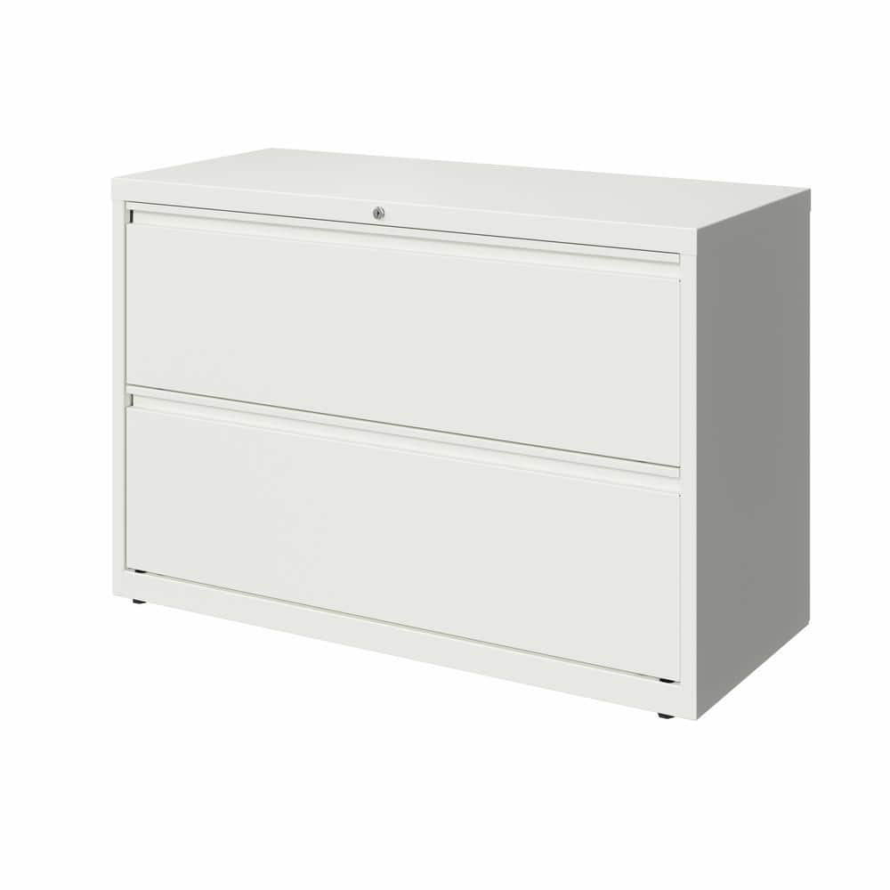 White 42" Wide 2-Drawer Lockable Metal Lateral File Cabinet