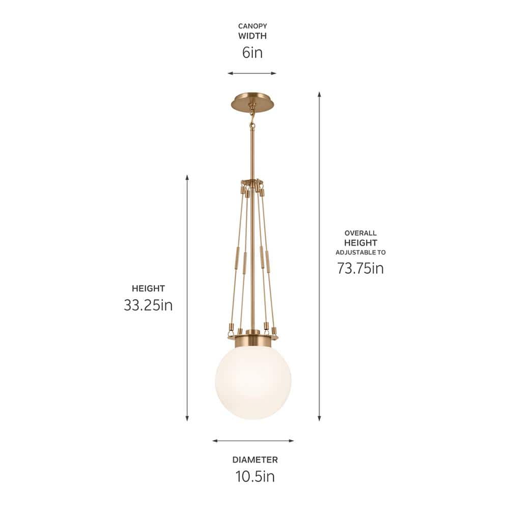 Albers Champagne Bronze 10.5" Globe Pendant with Opal Glass Shade
