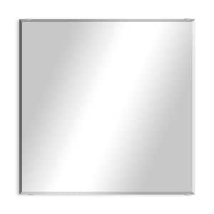 Modern Rustic (18in. W x 30in. H) Frameless Rectangular Beveled Wall Mirror with Chrome Square Clips