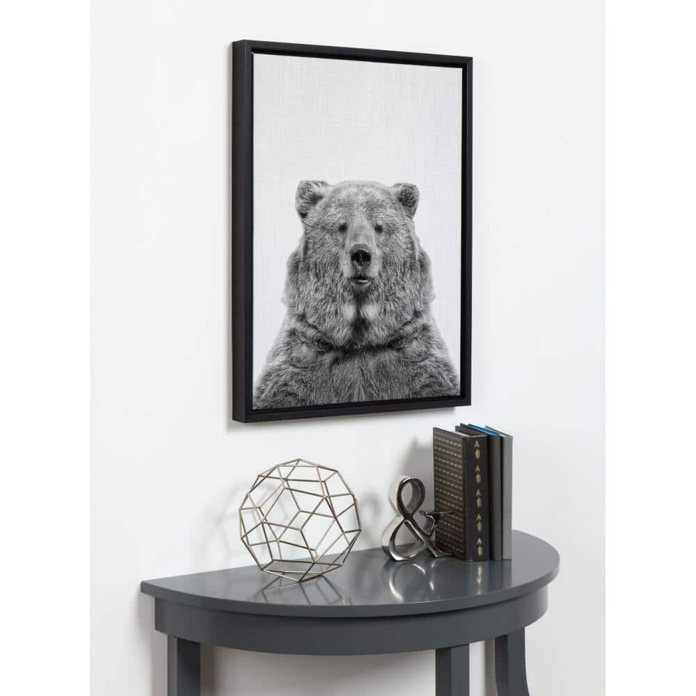 Black and White Bear Portrait Canvas Wall Art for Kids